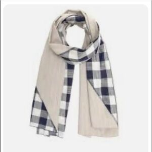 NWT Anthropologie DONNI linen blend Diagonal Black Ginghamsand scarf blanket